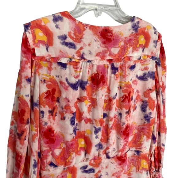 Betsey Johnson Dress Sunset Floral Wrap Pink Purple Ruffle Nwt $99 Sz 4 - Picture 14 of 15